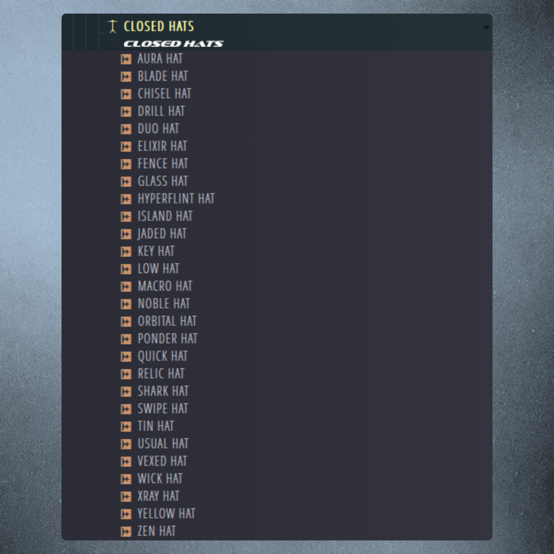 28 closed hi-hats in the CONCRETE Drum Kit