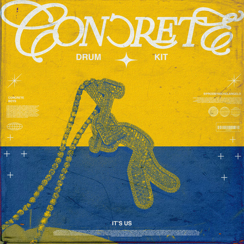 CONCRETE Drum Kit cover art — vintage yellow and blue print design